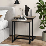 3 Pieces Multifunctional Coffee End Table Set-Oak