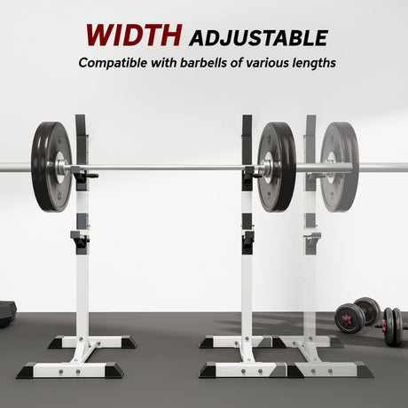 HOMCOM Heavy Duty Weight Bar Barbell Squat Stand Barbell Rack Spotter, for Home, Gym - Black