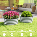 Outsunny Set of 2 Raised Garden Bed, Metal Planter Box with Safety Edging, Easy-to-assemble Stock Tank, Green