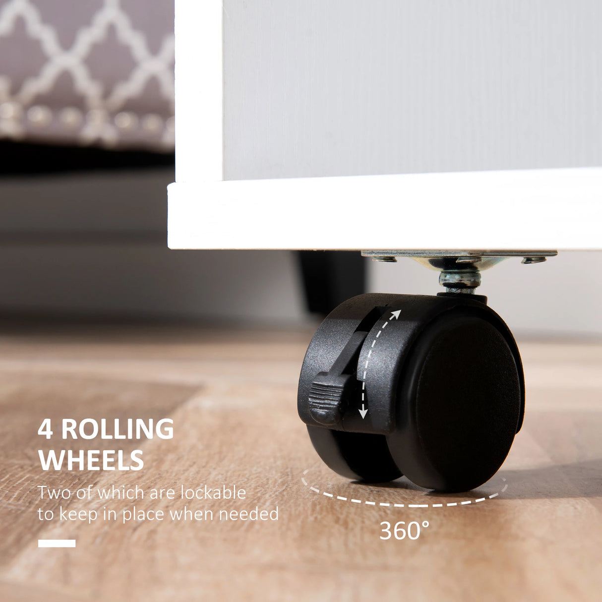 HOMCOM Open Wardrobe on Wheels, Bedroom Wardrobe with Clothes Hanging Rail, 2 Storage Shelves, Mobile Garment Rack for Cloakroom, Hallway, White