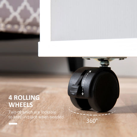 HOMCOM Open Wardrobe on Wheels, Bedroom Wardrobe with Clothes Hanging Rail, 2 Storage Shelves, Mobile Garment Rack for Cloakroom, Hallway, White