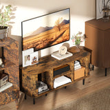 HOMCOM TV Stand Cabinet for TVs up to 55 Inches, TV Unit with Storage Shelves and Cupboard for Living Room, Rustic Brown