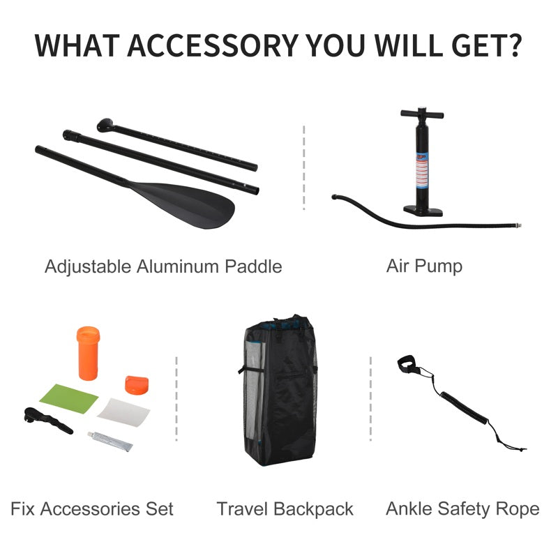 HOMCOM Stand Up Paddle Board SUP Accessory Carry Bag Adj Paddle Pump Leash Inflatable Paddle Board