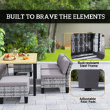 Outsunny Seven-Piece Rattan Dining Set - Grey