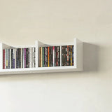 HOMCOM Wall Mount 84 CD / 56 DVD/Blu-ray/ Media Storage Rack 4 Cubes Wooden Shelf Organizer Unit Bookcase Display (White)