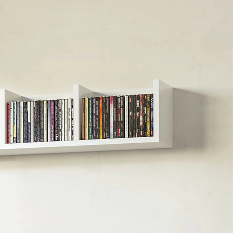 HOMCOM Wall Mount 84 CD / 56 DVD/Blu-ray/ Media Storage Rack 4 Cubes Wooden Shelf Organizer Unit Bookcase Display (White)