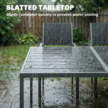 Outsunny 7 Pieces Outdoor Dining Set, Patio Table and Chairs for 6, Garden Dining Furniture Set with Slatted Tabletop