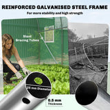 Outsunny 2 x 3 m Walk-in Polytunnel Greenhouse with Hinged Door and 6 Roll Up Mesh Windows, Garden Tunnel Warm House Tent, Green