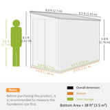 Outsunny 5 x 9ft Galvanised Metal Garden Shed with Foundation Kit, Outdoor Lean-to Shed, Tool Storage House with Lockable Doors, Gloves and 2 Air Vents for Patio, Garden, Grey