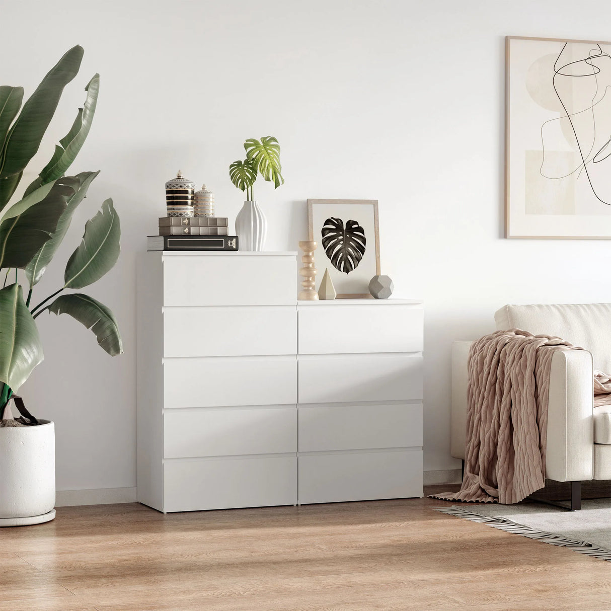 HOMCOM Chest of Drawers, 4-Drawer Storage Cabinets, Modern Dresser, Storage Drawer Unit for Bedroom
