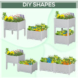Outsunny Set of Two Rattan-Effect Planters - Grey