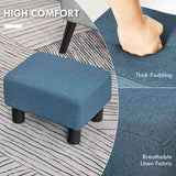 HOMCOM Linen Fabric Footstool Ottoman Cube with 4 Plastic Legs