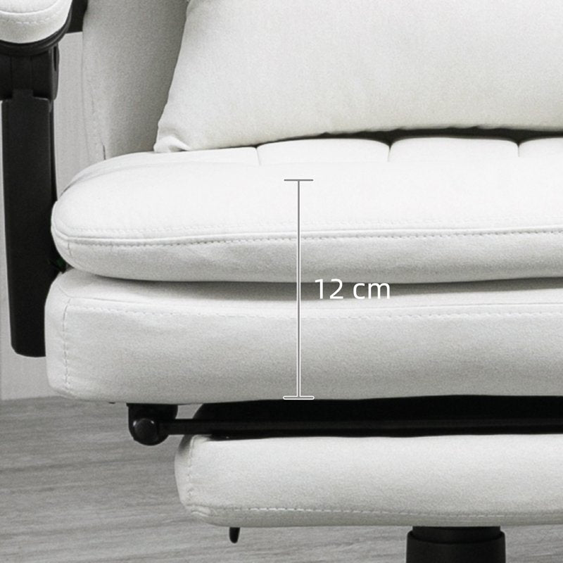 Vinsetto Office Chair, Ergonomic Desk Chair with 6-Point Vibration Massage and Lumbar Heating, Computer Chair with Lumbar Support Pillow, 155 Reclining Back and Footrest, Cream White