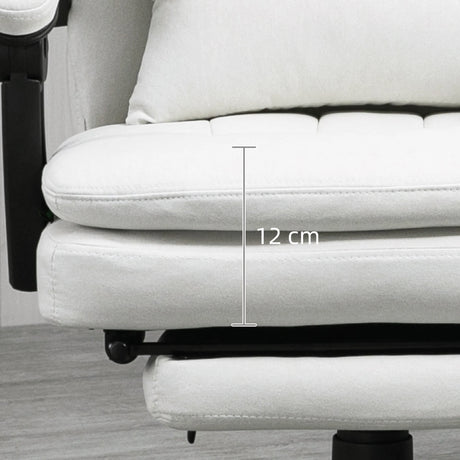 Vinsetto Office Chair, Ergonomic Desk Chair with 6-Point Vibration Massage and Lumbar Heating, Computer Chair with Lumbar Support Pillow, 155 Reclining Back and Footrest, Cream White