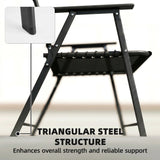 Outsunny Folding Garden Chairs Set of 2, Outdoor Dining Chairs with Wide Texteline Seat, High Back and Armrests, Black
