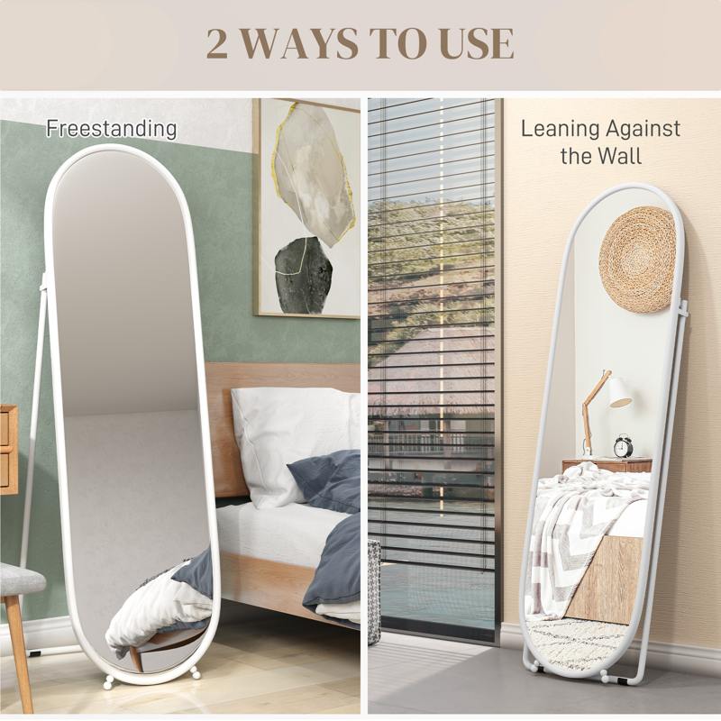 HOMCOM Two-Way Curved Full Length Mirror - White