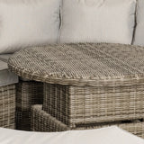 Outsunny 5 Pieces Outdoor PE Rattan Round Garden Daybed with Cushions, Aluminium Patio Furniture Set Lounge Chair Conversation Sofa Set with Liftable Coffee Table and Protect Cover, Grey