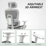 HOMCOM Multi-Adjustable Mesh Office Chair - Grey and White