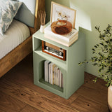 HOMCOM Bedside Table with 2 Open Compartments - Light Green
