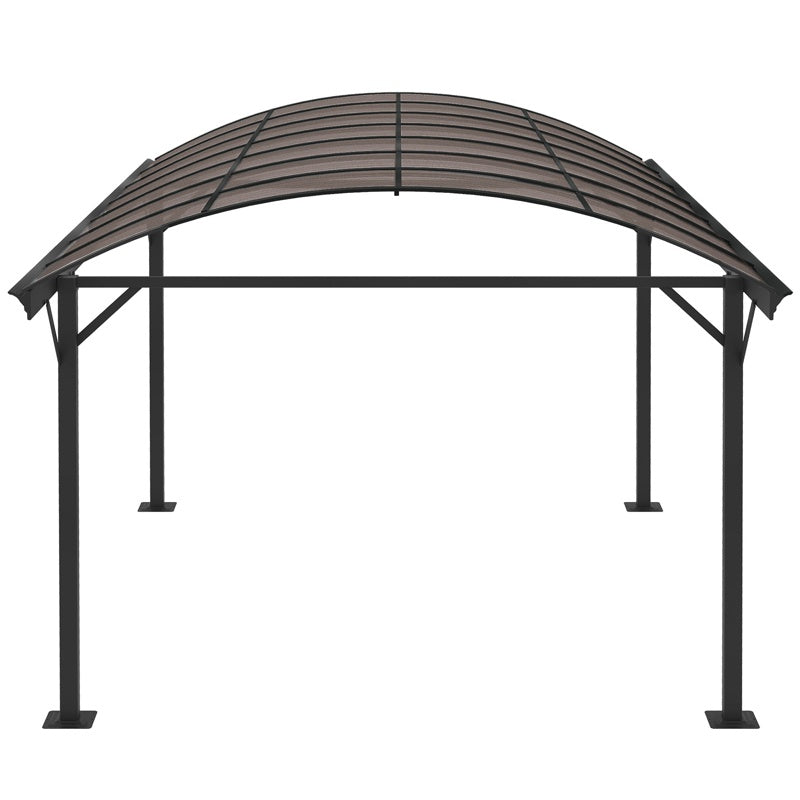 Outsunny 5 x 3(m) Hardtop Gazebo Aluminium Pavilion Carport Garden Shelter Pergola with Polycarbonate Roof, Brown