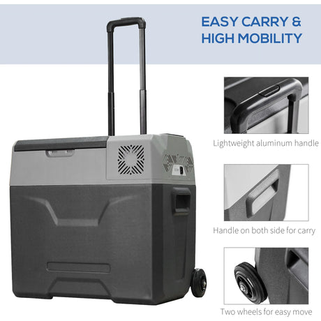 HOMCOM Car Refrigerator, Portable 12/24V 50 Litre Compressor Fridge Freezer, Electric Cooler Box for Camping, Travel, Picnic, Down to -20