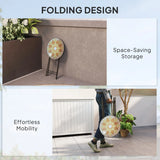 Outsunny Mosaic Outdoor Garden Table, 35.5cm Round Folding Coffee Table with Metal Frame for Balcony Terrace, Yellow