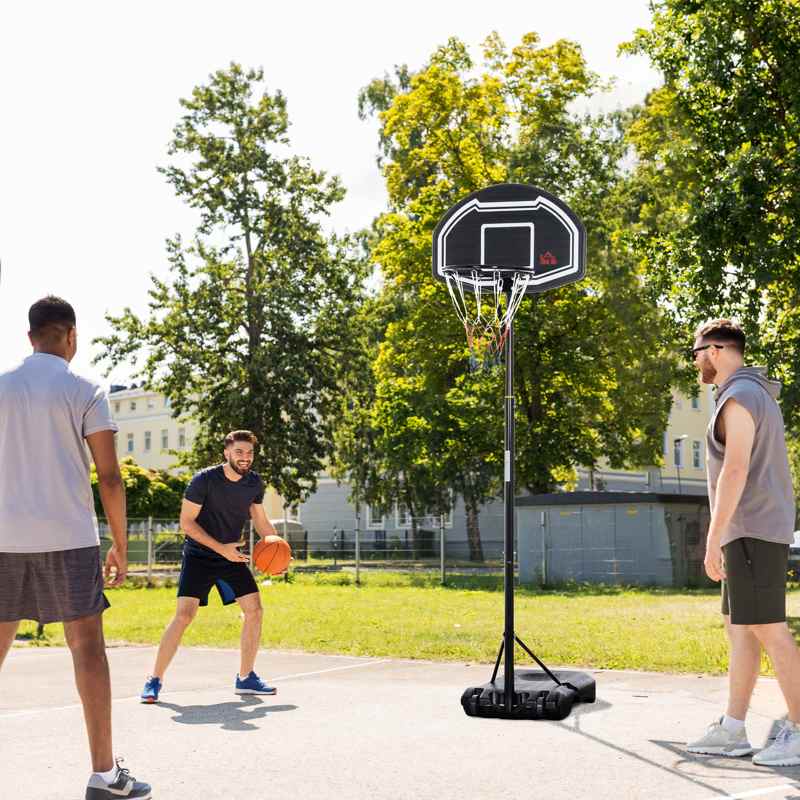 HOMCOM Adjustable Basketball Hoop and Stand, with Wheels and Weight Base Black