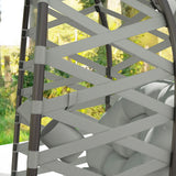 Outsunny 2 Seater Egg Chair Outdoor, Folding Weave Garden Furniture Chair with Cushion, Cup Pockets - Light Grey