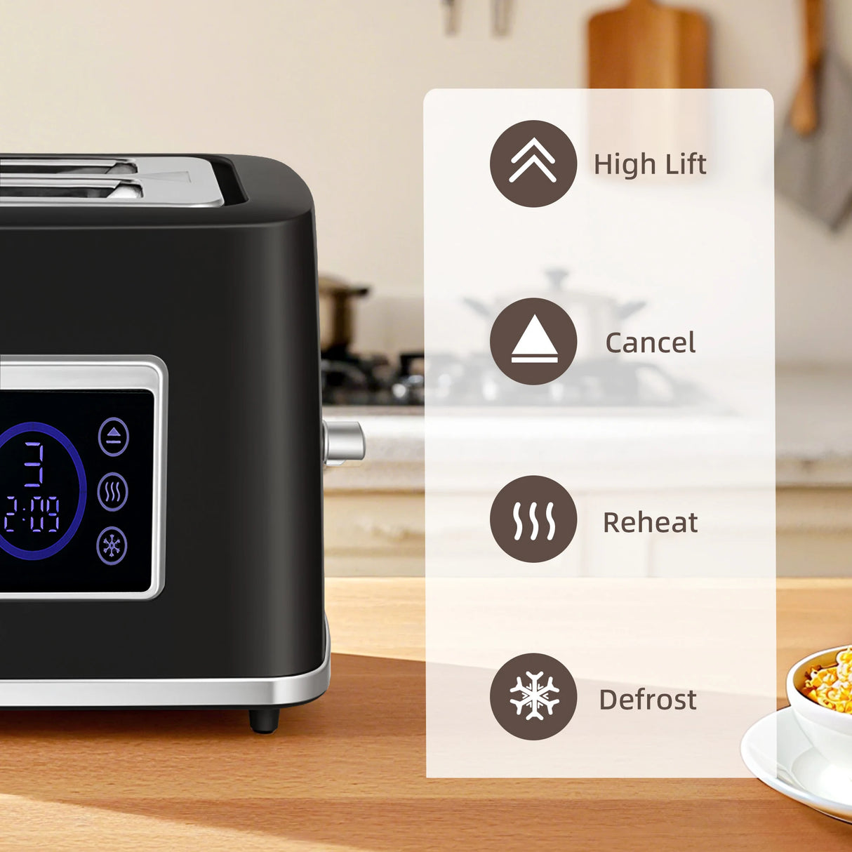 HOMCOM Touch Screen Kettle and Toaster Set - Black