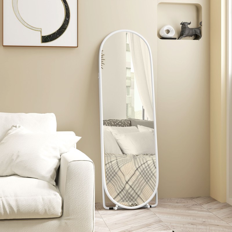 HOMCOM Two-Way Curved Full Length Mirror - White