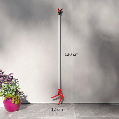 Outsunny 120 cm Tree Pruner, Tree Lopper Long Reach, Lightweight & Strong, Long Reach Tree Trimmer with Aluminium Pole for Fruit Picking and Pruning