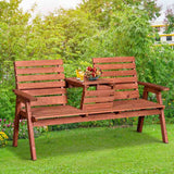 Outsunny Fir Wood Convertible 2 to 3 Seater Outdoor Garden Bench Wood Tone