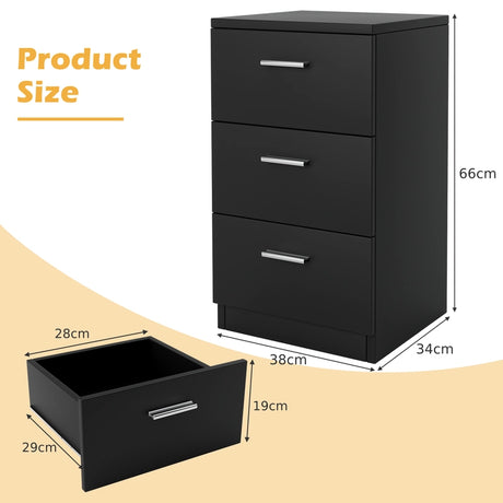 Bedside cabinet with 3 drawers