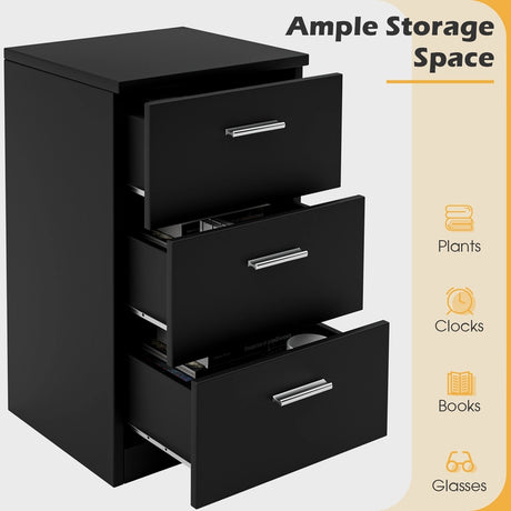 Bedside cabinet with 3 drawers