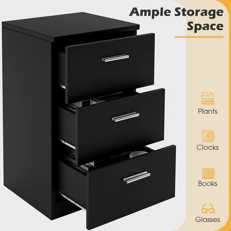 Bedside cabinet with 3 drawers