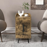 Home Bedside Sofa Side Tables with 2 Drawers and Heavy-duty Metal Legs Support-Rustic Brown