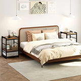 Bedside table with fabric drawer &amp; open storage compartment side table bedside table