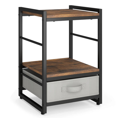 Bedside table with fabric drawer &amp; open storage compartment side table bedside table
