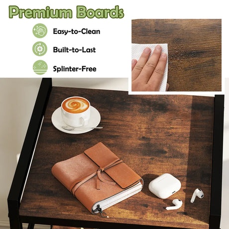 Bedside table with fabric drawer &amp; open storage compartment side table bedside table