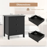 3-Drawer Nightstand for Living Room and Bedroom-Black