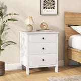 Nightstand with 3 Drawers Sofa Storage Chest Wooden Table for Phone and Coffee Multifunctional Furniture with 3 Shelves White