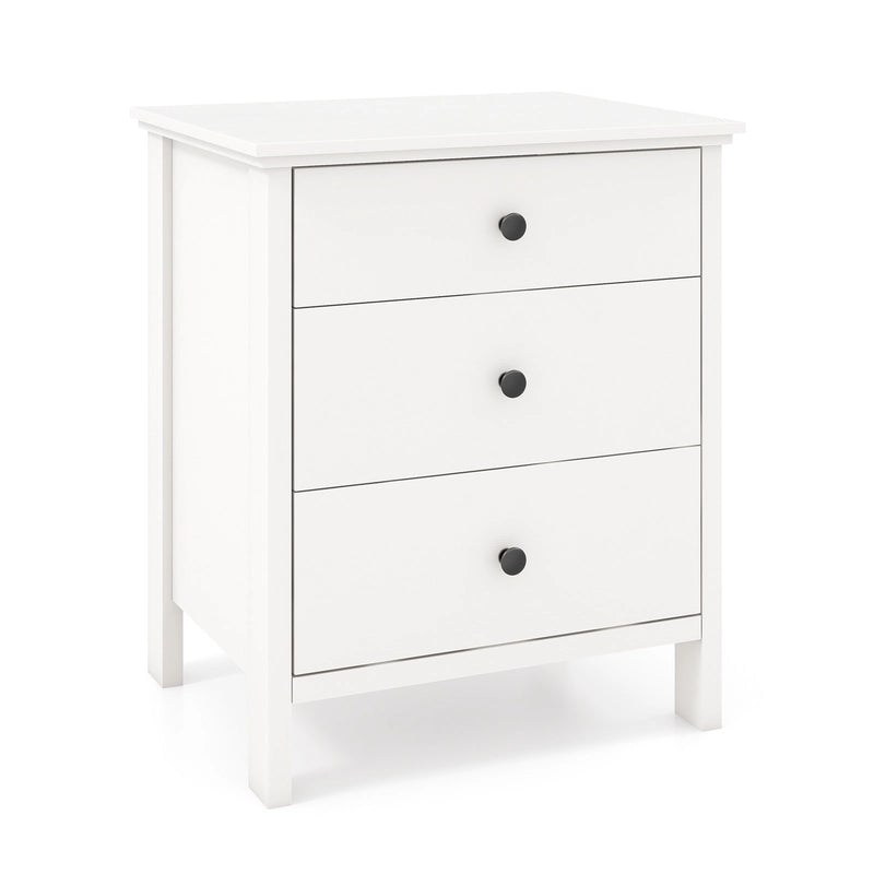Nightstand with 3 Drawers Sofa Storage Chest Wooden Table for Phone and Coffee Multifunctional Furniture with 3 Shelves White