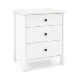 Nightstand with 3 Drawers Sofa Storage Chest Wooden Table for Phone and Coffee Multifunctional Furniture with 3 Shelves White
