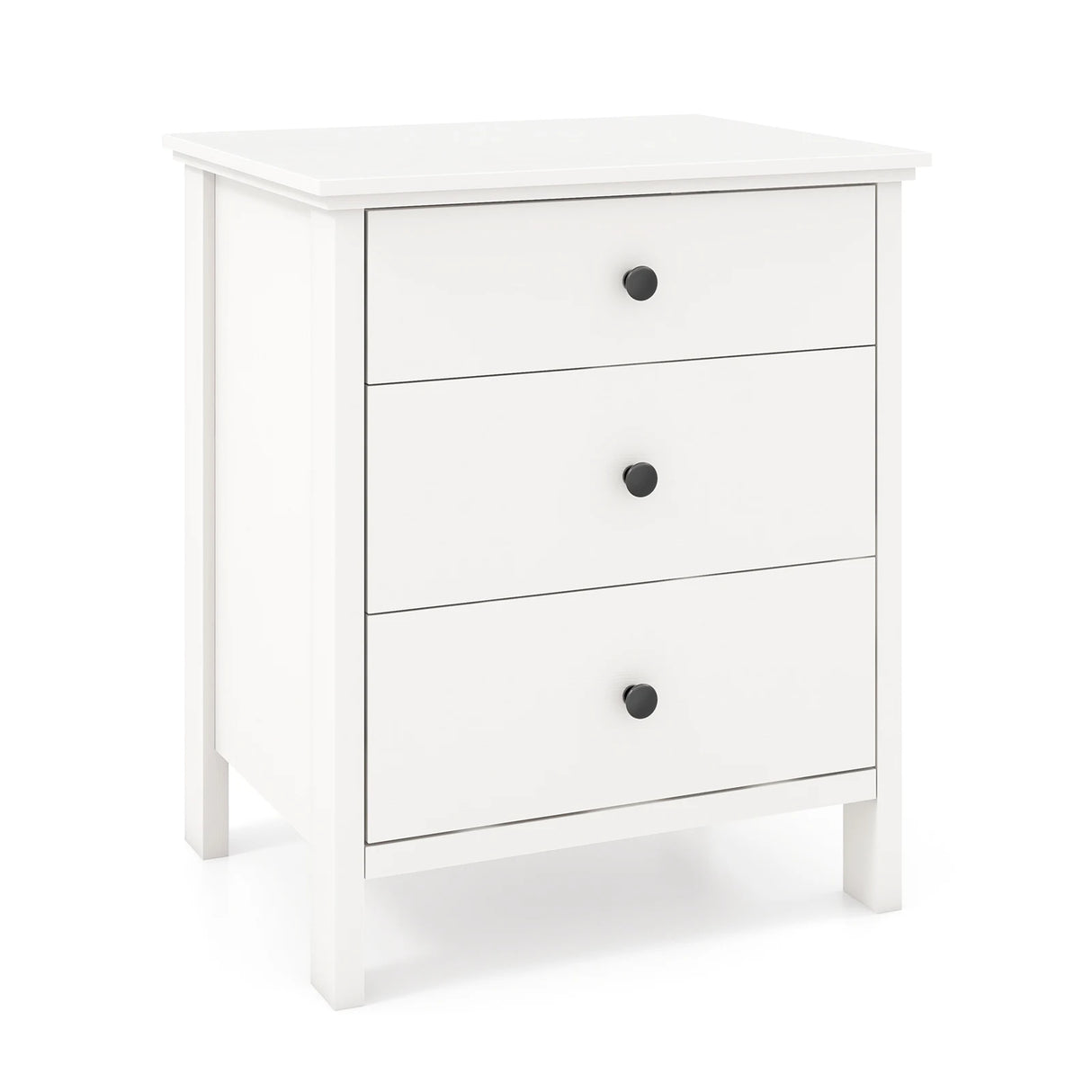 Nightstand with 3 Drawers Sofa Storage Chest Wooden Table for Phone and Coffee Multifunctional Furniture with 3 Shelves White