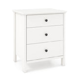Nightstand with 3 Drawers Sofa Storage Chest Wooden Table for Phone and Coffee Multifunctional Furniture with 3 Shelves White