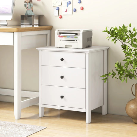 Nightstand with 3 Drawers Sofa Storage Chest Wooden Table for Phone and Coffee Multifunctional Furniture with 3 Shelves White