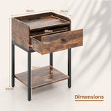 Industrial Bedside Table Nightstand with Drawer-Rustic Brown