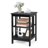 3-Tier Nightstand with Reinforced Bars-Black