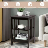 3-tier Side Table Nightstand with Stable Structure-Dark Brown