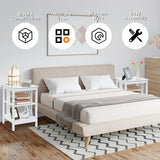 3-Tier Nightstand with Reinforced Bars-White